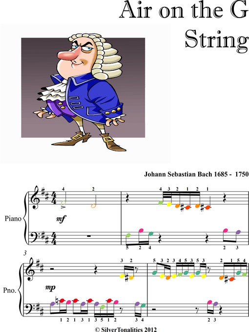 Title details for Air on the G String Elementary Beginner Piano Sheet Music with Colored Notes by Johann Sebastian Bach - Wait list